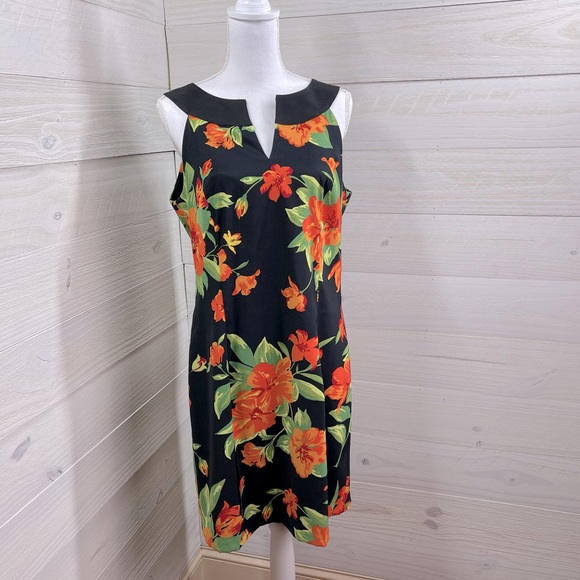 Kim Rogers Dresses & Skirts - Kim Rogers Bold Tropical Floral Shift Dress 14 FREE SHIP